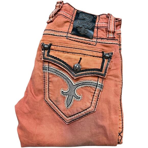 RockRevival Other - Rock Revival Y2K Jacoby Orange Fleur De Lis Jeans